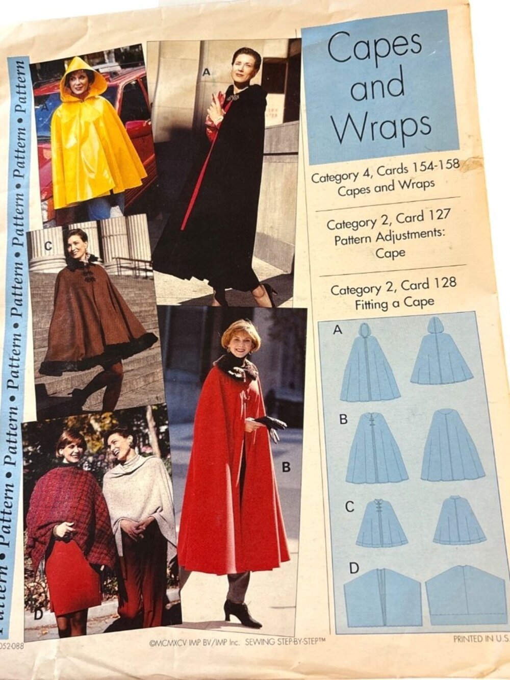 Sewing Pattern McCalls For Misses Capes & Wraps Sizes XS-L 1995 USA Uncut Crafts